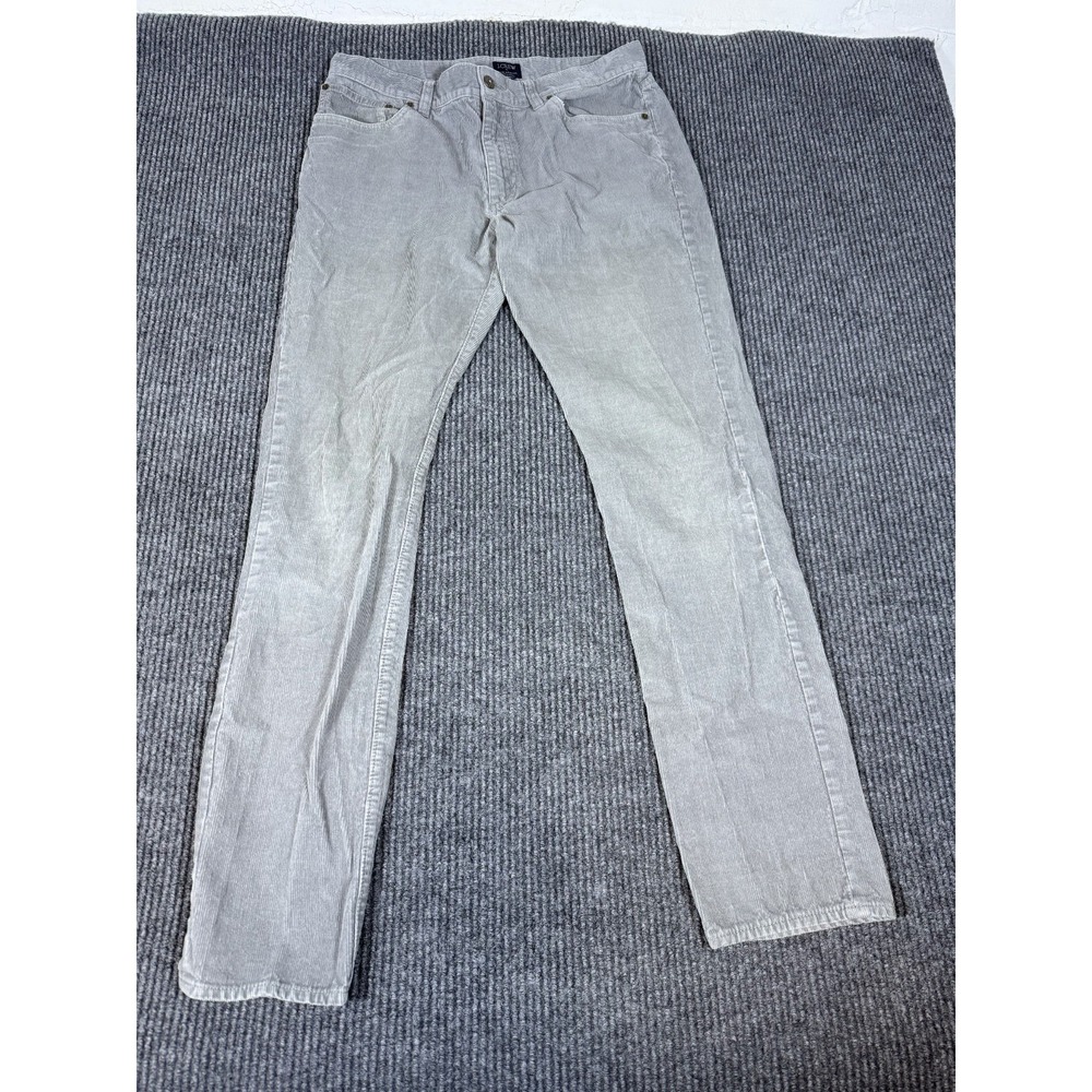 J Crew The Driggs Corduroy Pants Mens 32x33 Grey 100% Cotton Slim Fit 5 Pocket